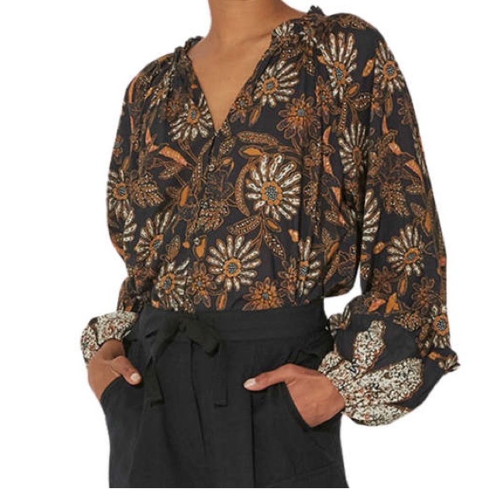 Cleobella Alicia Blouse in Magnolia Print Women's Large Top